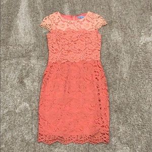Coral lace ombré dress